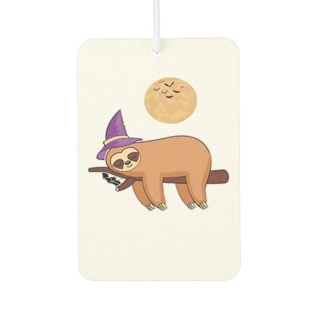 Halloween Witch Sloth Oversized T-Shirt Car Air Freshener (Front)