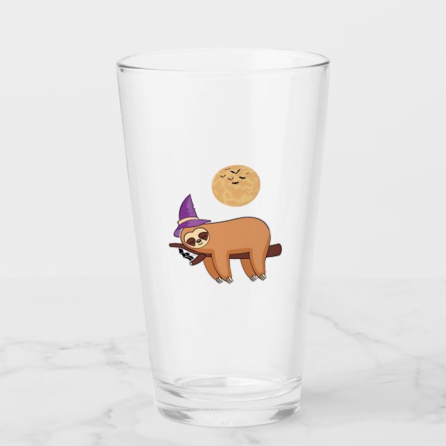 Halloween Witch Sloth Oversized T-Shirt Glass (Front)