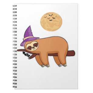 Halloween Witch Sloth Oversized T-Shirt Notebook