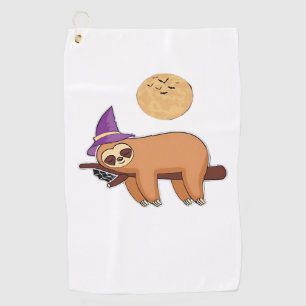 Halloween Witch Sloth Premium T-Shirt Golf Towel