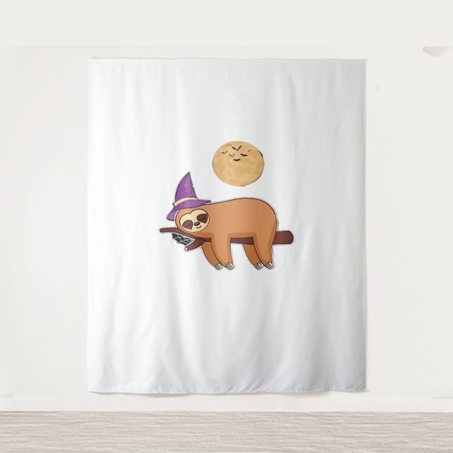 Halloween Witch Sloth Premium T-Shirt Tapestry (Front)