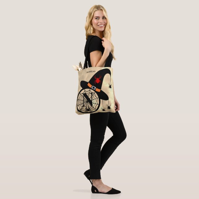 Halloween Witch Spider Monogram N Name All-Over Tote Bag (On Model)
