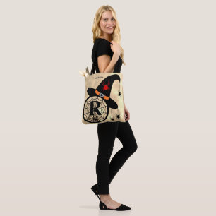 Halloween Witch Spider Monogram R Name All-Over Tote Bag