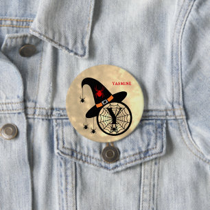 Halloween Witch Spider Monogram Y Custom Name 7.5 Cm Round Badge