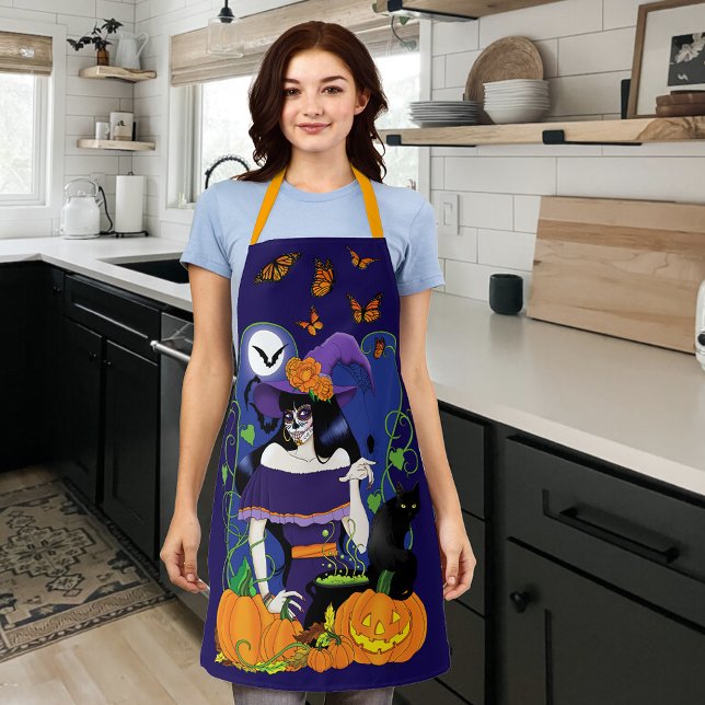 Halloween Witch Sugar Skull Apron (Creator Uploaded)