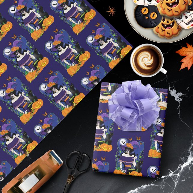 Halloween Witch Sugar Skull Wrapping Paper (Creator Uploaded)
