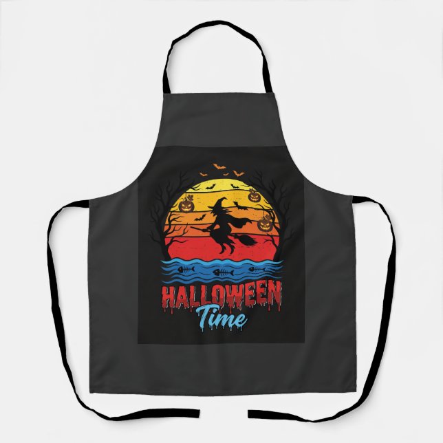 Halloween Witch Sunset Vector Apron (Front)