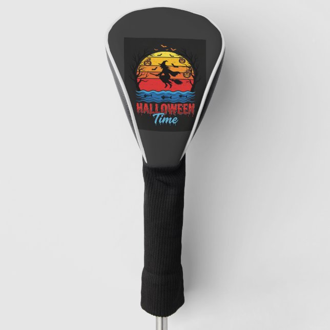 Halloween Witch Sunset Vector Golf Head Cover (Front)