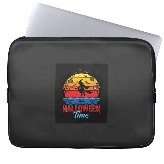 Halloween Witch Sunset Vector Laptop Sleeve (Front)