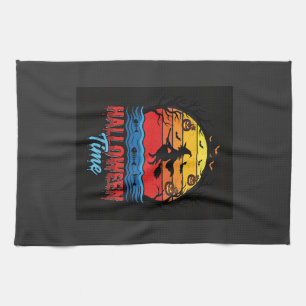 Halloween Witch Sunset Vector Tea Towel