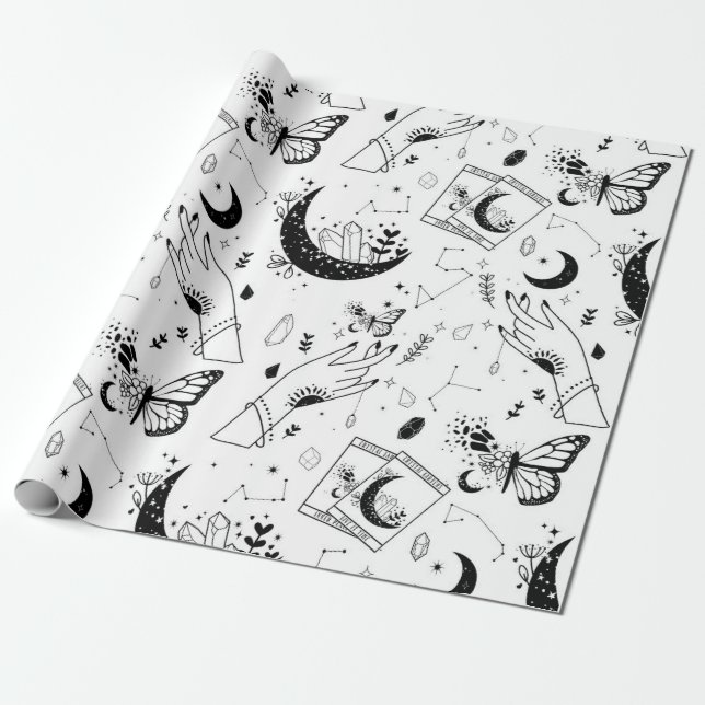 Halloween Witch Tarot Card Crystal Moon Wrapping Paper (Unrolled)
