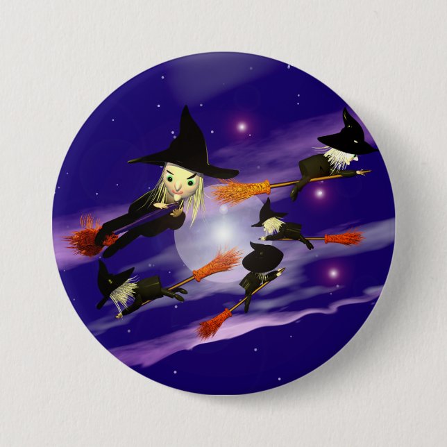 Halloween Witch Traffic 7.5 Cm Round Badge (Front)