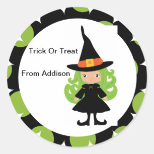 Halloween Witch Treat Bag Sticker Personalised
