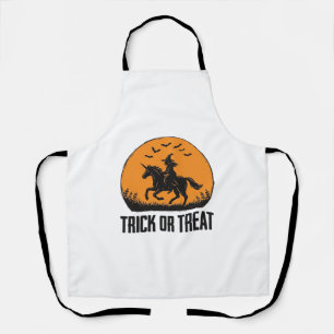 Halloween Witch Trick Or Treat Vintage Moon_1 Apron