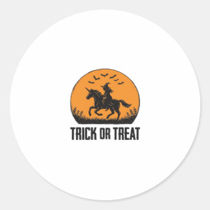 Halloween Witch Trick Or Treat Vintage Moon_1 Classic Round Sticker