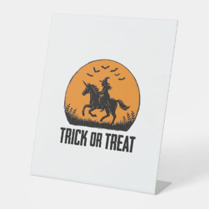 Halloween Witch Trick Or Treat Vintage Moon_1 Pedestal Sign