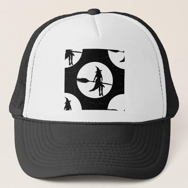 halloween witch trucker hat (Front)