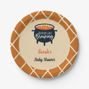 Halloween Witch Twins Baby Shower, Custom name Paper Plate