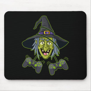 Halloween Witch Video Gamer Controllers Boys Kids  Mouse Pad