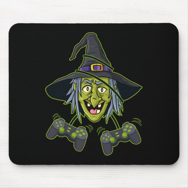 Halloween Witch Video Gamer Controllers Boys Kids  Mouse Pad (Front)