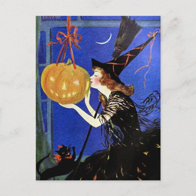  Halloween Witch Vintage Art  Postcard (Front)