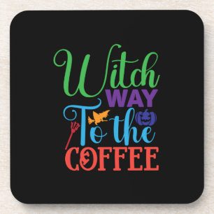 Halloween Witch Way To The Coffee Coaster
