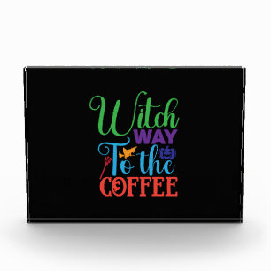 Halloween Witch Way To The Coffee Photo Block