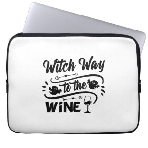 Halloween Witch Way To The Wine Birthday Laptop Sleeve