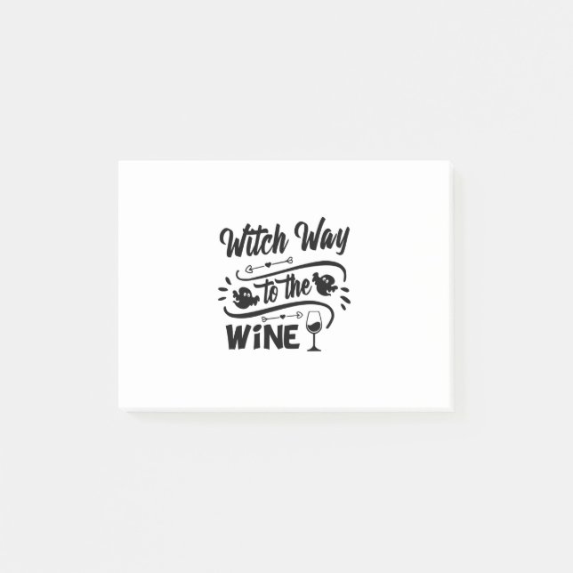 Halloween Witch Way To The Wine Birthday Post-it Notes (Front)