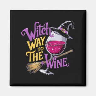 Halloween Witch Way To The Wine Funny Witch Wine L Magnet