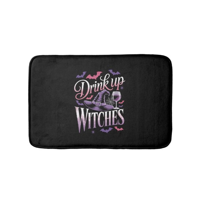 Halloween Witch Wine – Drink Up Bath Mat (Front)