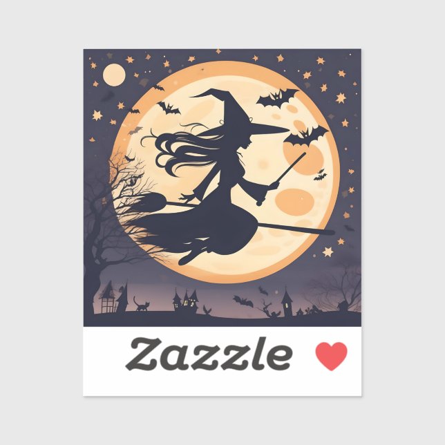 Halloween Witch, Witch and Moon, Witch Flying  (Sheet)