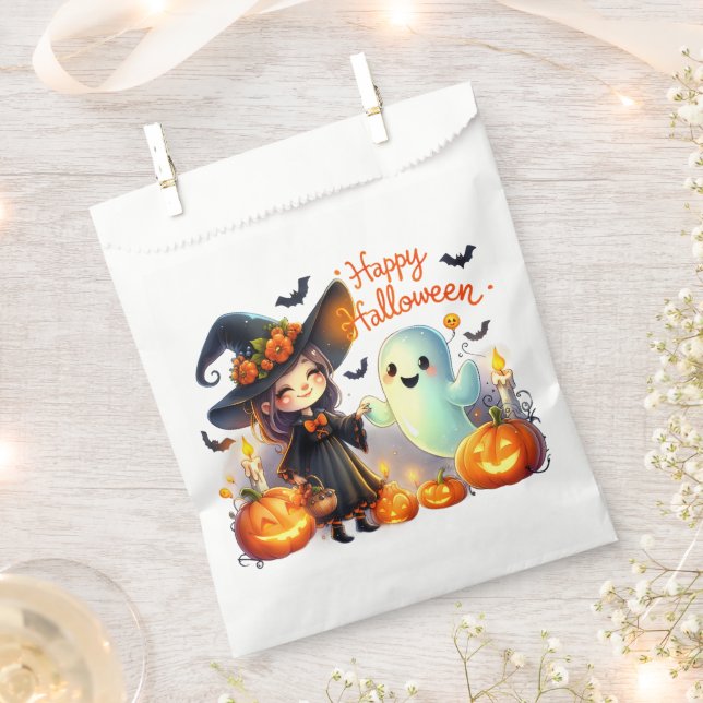 Halloween Witch Witchcraft Wizards Castle Favour Bag (Clipped)