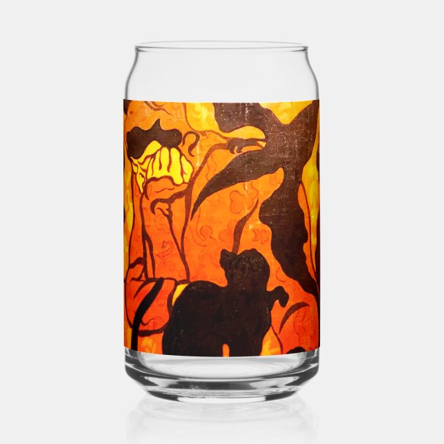 Halloween Witch with a Black Cat Can Glass (Front)