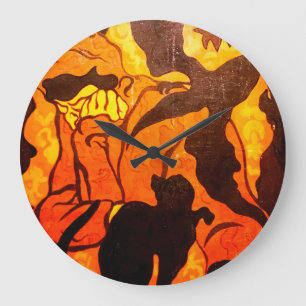 Halloween Witch with a Black Cat Clock