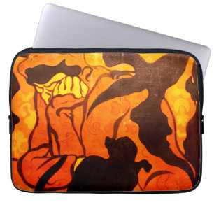 Halloween Witch with a Black Cat Laptop Sleeve