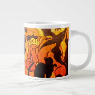 Halloween Witch with a Black Cat Large Coffee Mug