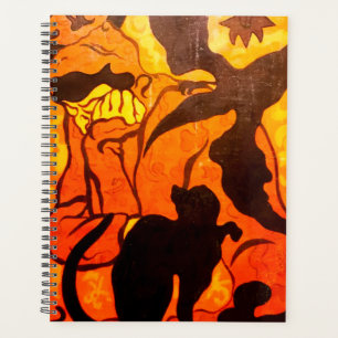 Halloween Witch with a Black Cat Planner