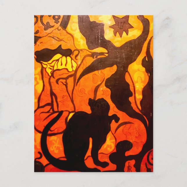 Halloween Witch with a Black Cat Postcard (Front)