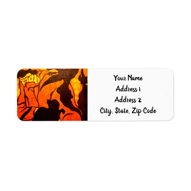 Halloween Witch with a Black Cat Return Address Label (Front)