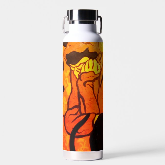 Halloween Witch with a Black Cat Water Bottle (Front)