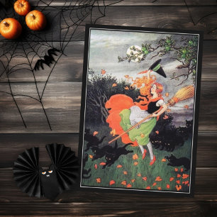 Halloween Witch with Black Cats  Card