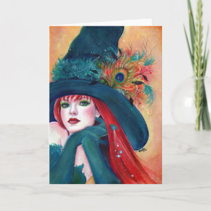 Halloween Witch with Feather card by Renee Lavoie