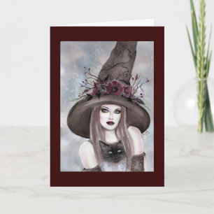 Halloween Witch with kitty card by Renee Lavoie