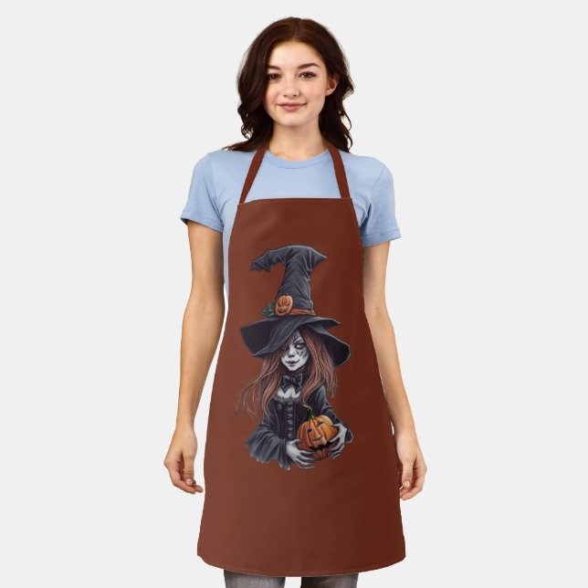 Halloween Witch with Pumpkin -  Apron (Worn)