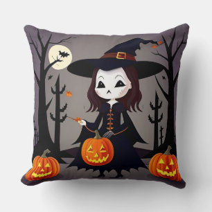 Halloween Witch with Pumpkins Cushion