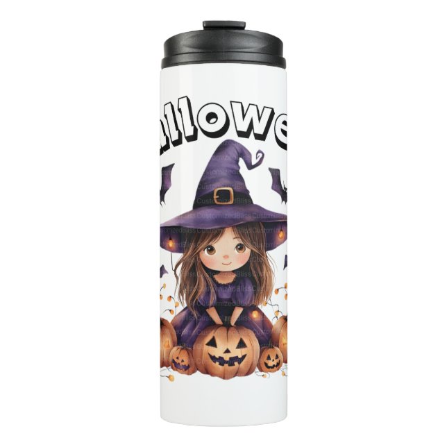Halloween Witch with Pumpkins Tumbler (Front)