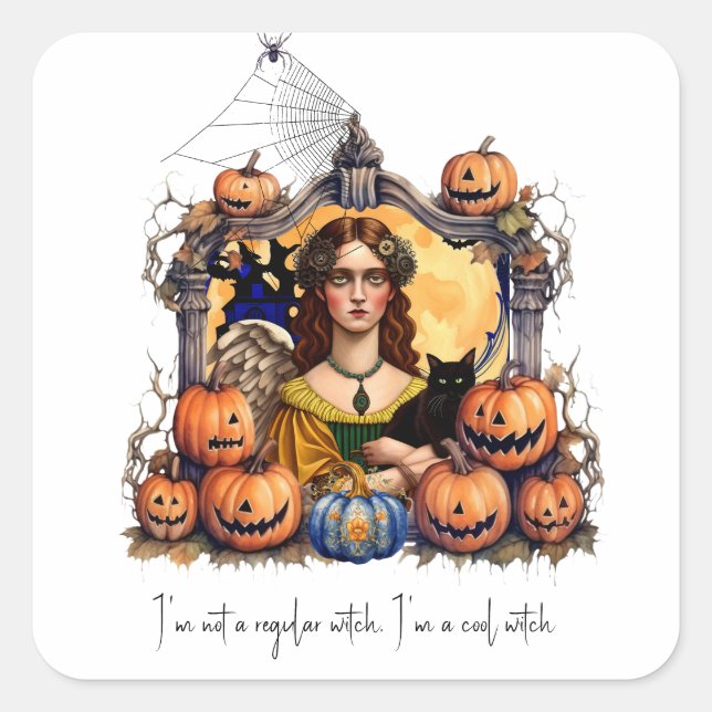 Halloween Witch with quote  Square Sticker (Front)