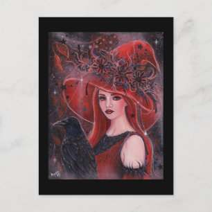 Halloween Witch with Raven card by Renee Lavoie
