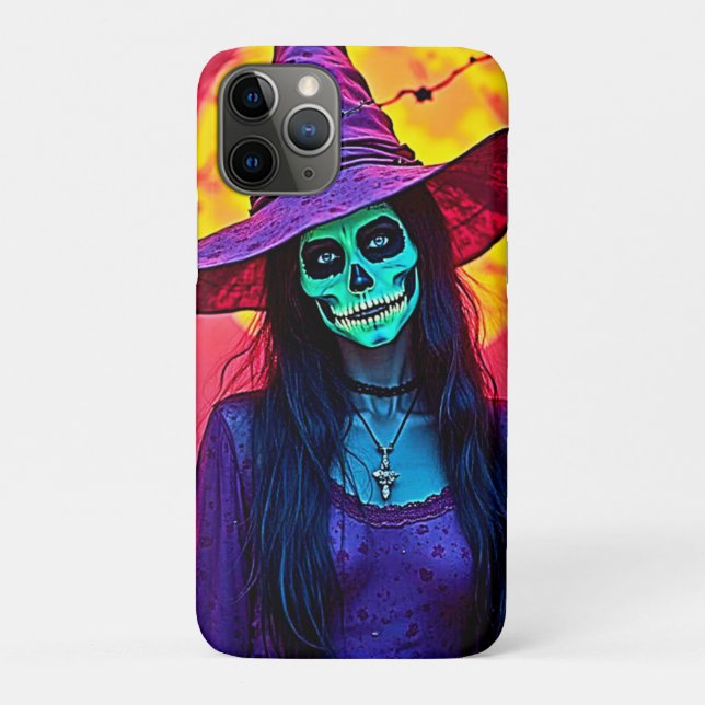 Halloween Witch with Skull Face Design Case-Mate iPhone Case (Back)